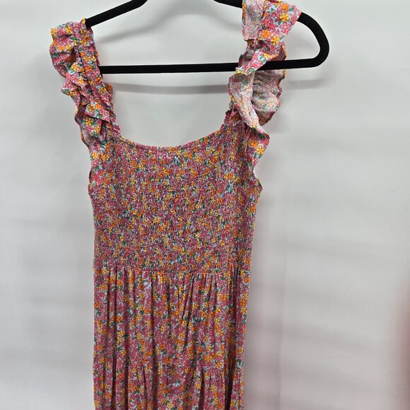 En Creme Multicolor Flora Smockedl Ruffle Sleeve Maxi Medium Dress - Picture 6 of 6